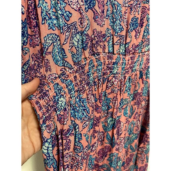 Simply Southern Women's Casual Romper Beach Seahorse Pink Blue Size XL NWT - Picture 8 of 9